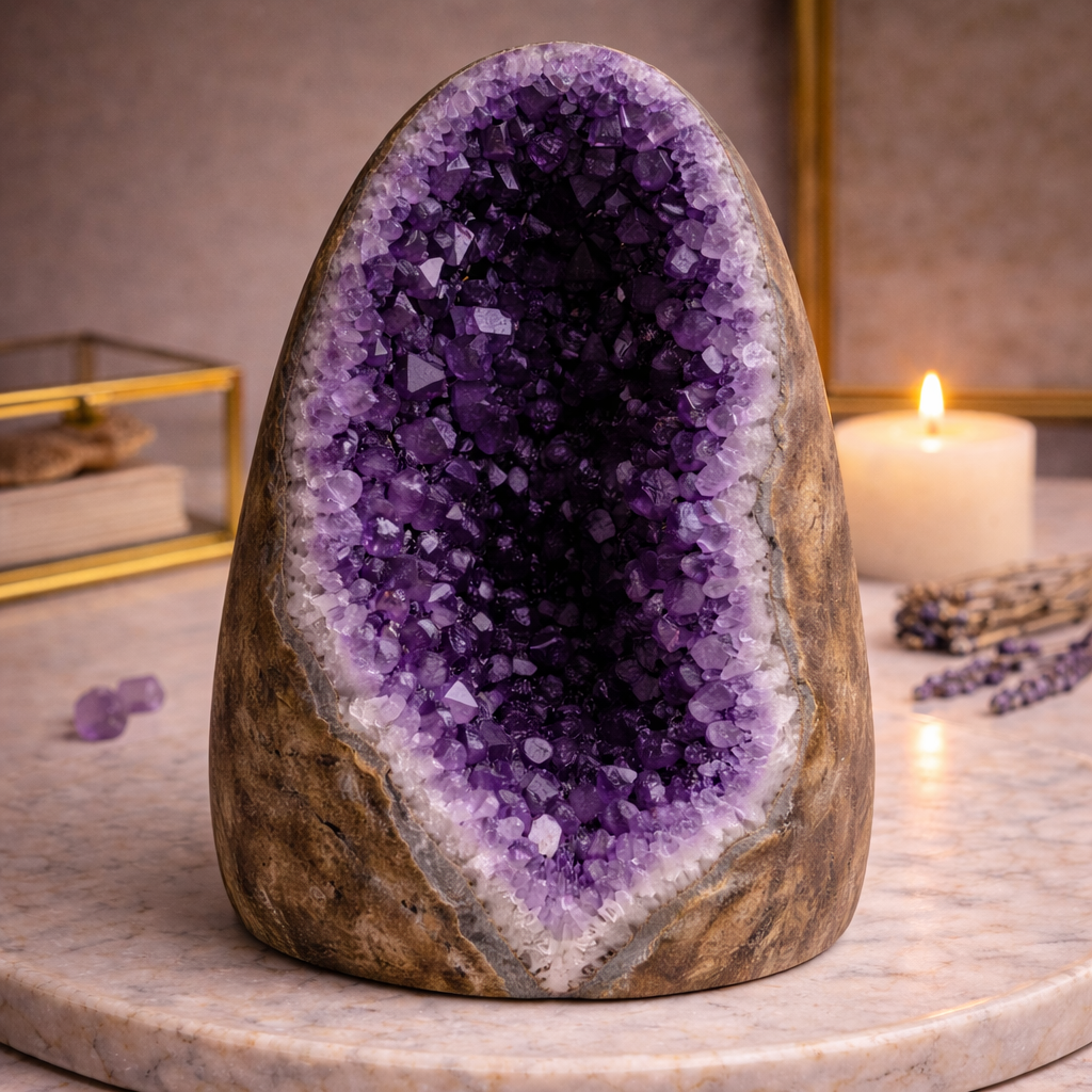 Divine Shield Amethyst Cave (AAA Quality)- Deep Purple Healing Crystal for Décor & Meditation