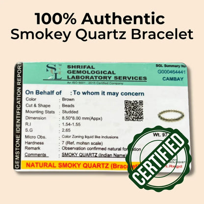 Smoky Quartz Round 8 mm Bead Bracelet (Grounding)