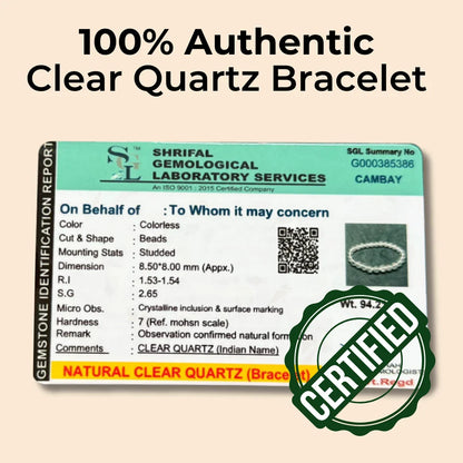 Clear Quartz Round 8 mm Bead Bracelet for Mind & Soul Alignment