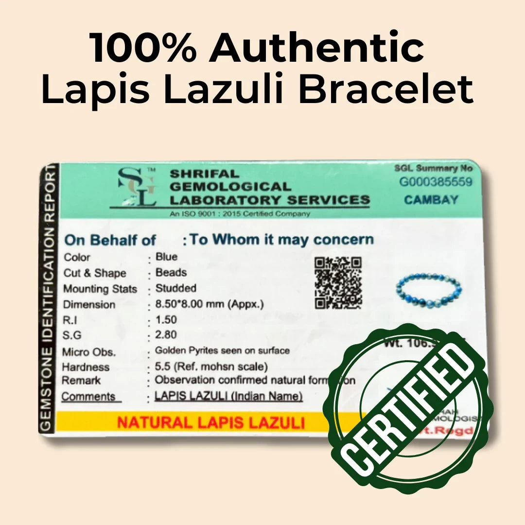 Lapis Lazuli Round 8 mm Bead Bracelet for Harmony & Healing