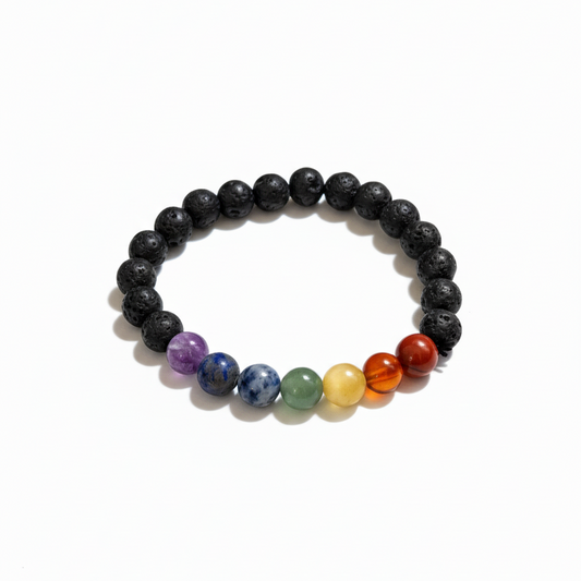 Natural Lava 7 Chakra AAA Bracelet 8MM With Certificate