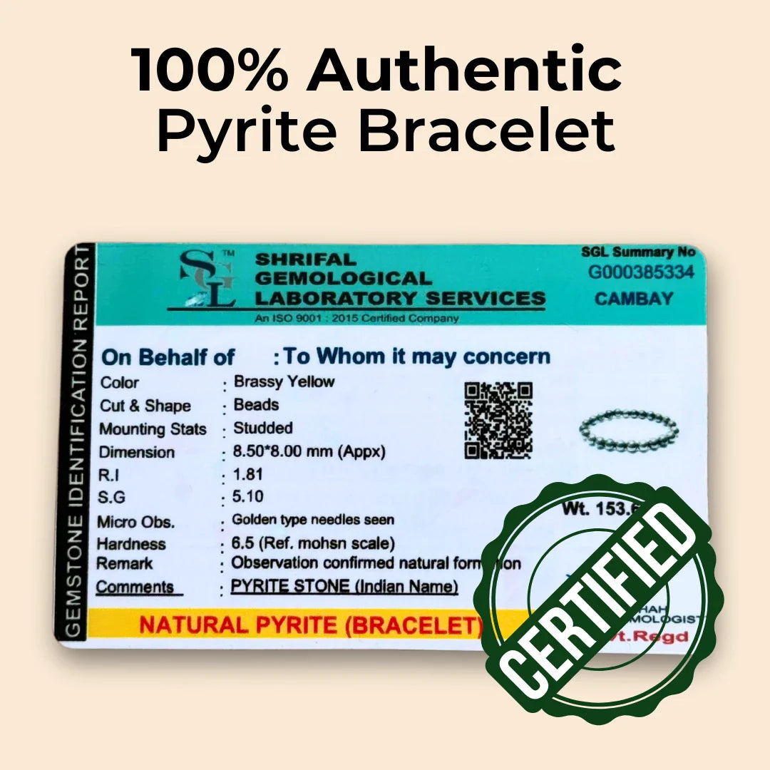 Pyrite Round 8 mm Bead Bracelet - Confidence & Wealth