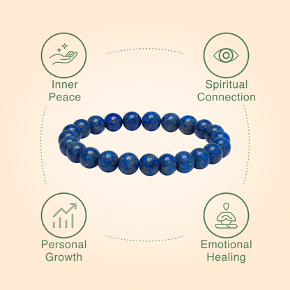 Lapis Lazuli Round 8 mm Bead Bracelet for Harmony & Healing
