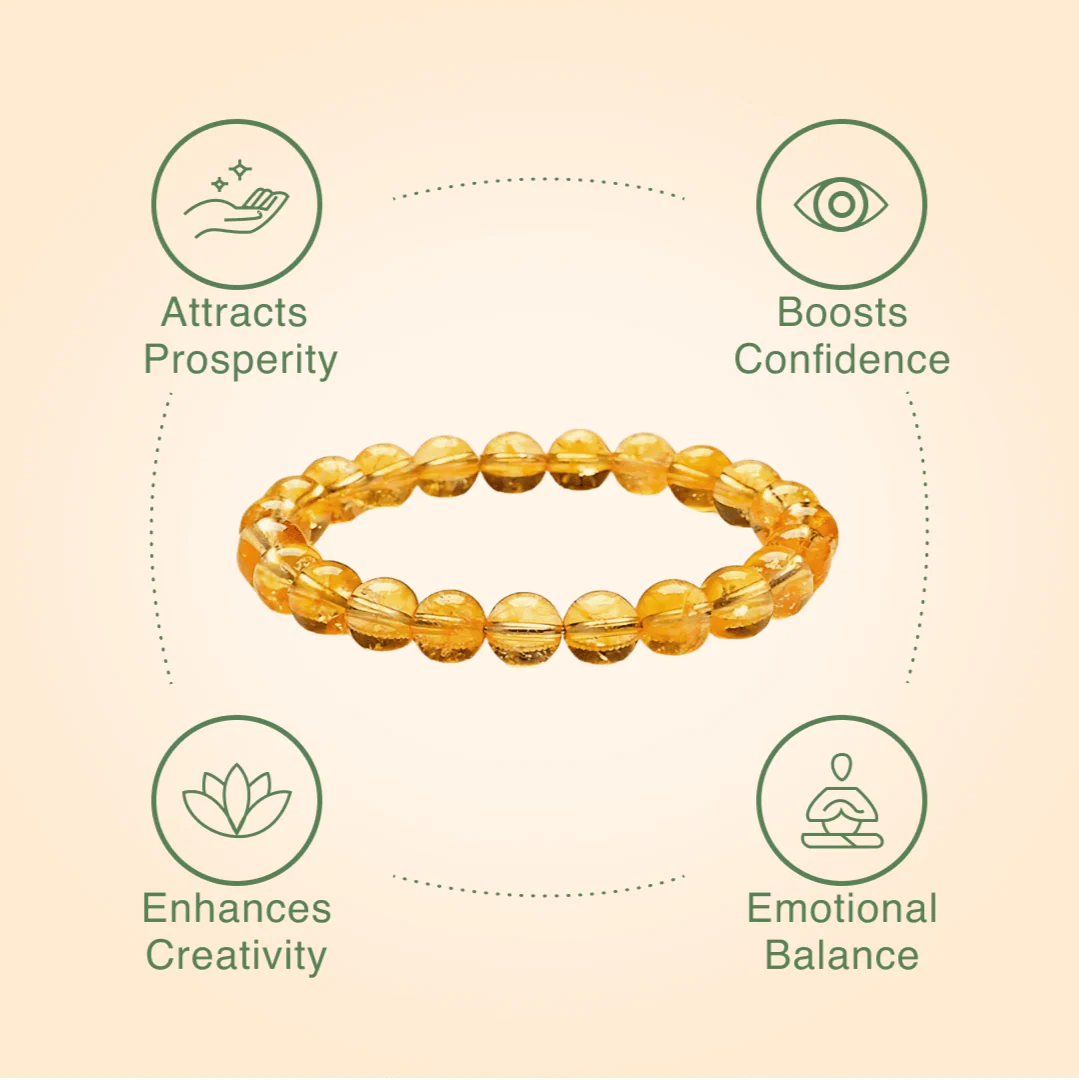 Citrine Round 8 mm Bead Bracelet - Success & Abundance