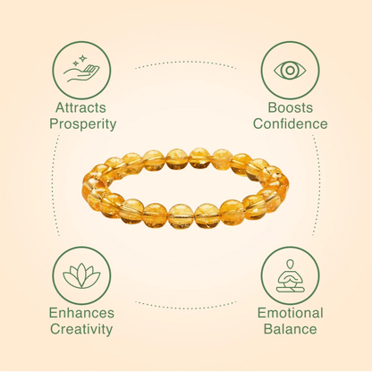 Citrine Round 8 mm Bead Bracelet - Success & Abundance