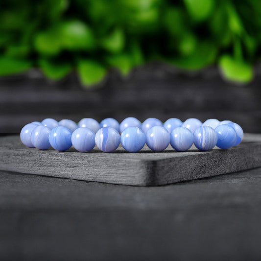 Natural Blue Lace Agate AAA Bracelet 8MM With Certificate