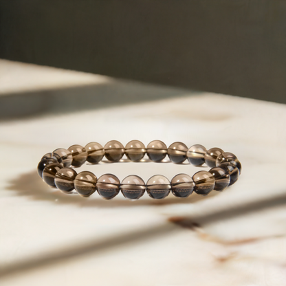 Smoky Quartz Round 8 mm Bead Bracelet (Grounding)