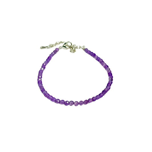 Divine Aura Amethyst Anklet 3mm – For intuition, balance & spiritual harmony